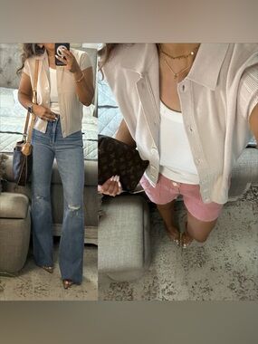 New๐ฉท Soft Sand Collared Cardigan Top